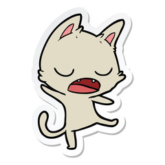 sticker of a talking cat cartoon