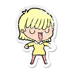 distressed sticker of a cartoon woman