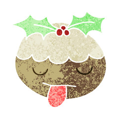 quirky retro illustration style cartoon christmas pudding