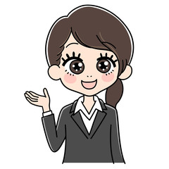 リクルートスーツで案内する女性のイラスト