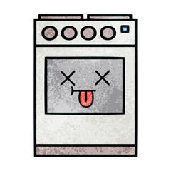 retro grunge texture cartoon kitchen oven