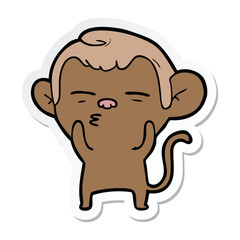 sticker of a cartoon suspicious monkey