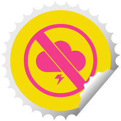 circular peeling sticker cartoon no storms allowed sign