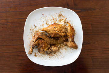 Chicken sajji is whole chicken cooked in its own fat with little marination then roasted over coals