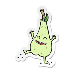 sticker of a cartoon happy dancing pear