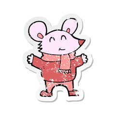 retro distressed sticker of a cartoon mouse