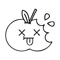 line drawing cartoon juicy apple