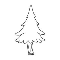 line drawing doodle of woodland pine trees