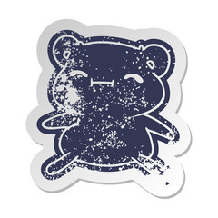 distressed old sticker kawaii cute teddy bear
