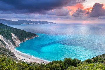 Fototapeta na wymiar Famous beach Mirtos on Kefalonia island in Greece