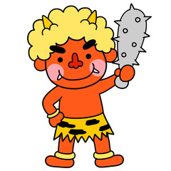 金棒を持った赤鬼のイラスト