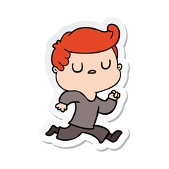 sticker of a cartoon aloof man running