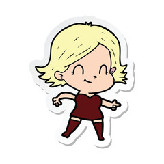 sticker of a cartoon friendly girl