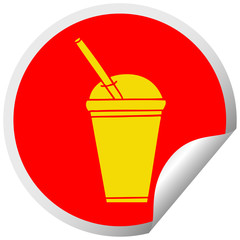 quirky circular peeling sticker cartoon soft drink