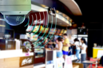 CCTV Dome infrared camera new technology 4.0 signal for Counting number of people in area or counting customer in shop simple as in red line are signal of counting by CCTV system