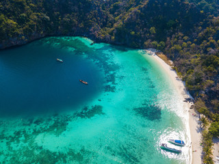 25 February 2019-Myanmar::Aerial view of Horse shoe island