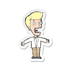 retro distressed sticker of a cartoon screaming man
