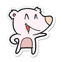 sticker of a laughing bear cartoon