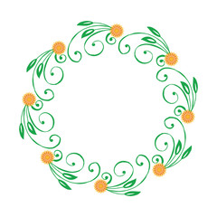 Fototapeta na wymiar Vector illustration green leaf wreath frame beautiful in nature for decor greeting card hand drawn