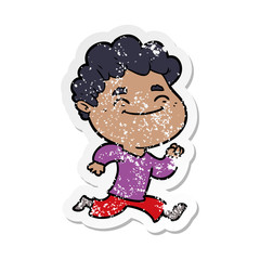 distressed sticker of a cartoon friendly man