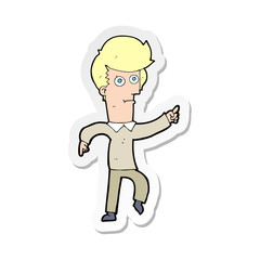 sticker of a cartoon man pointing