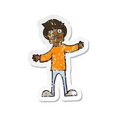 retro distressed sticker of a cartoon surprised man