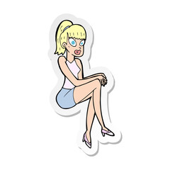 sticker of a cartoon pretty woman