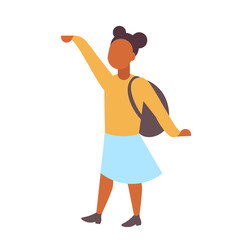 woman student standing with backpack african american casual girl female cartoon character full length flat isolated