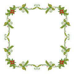 Vector illustration design artwork green leaf red flower frames hand drawn