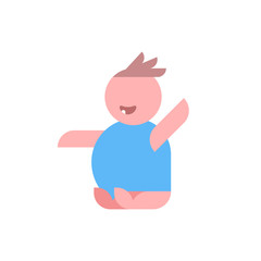 little happy boy baby infant childhood concept child wearing blue bodysuit male cartoon character full length flat isolated