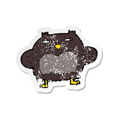 retro distressed sticker of a cartoon suspicious owl