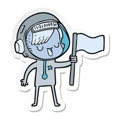 sticker of a cartoon astronaut woman