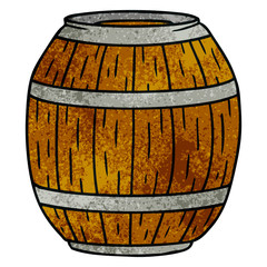 textured cartoon doodle of a wooden barrel