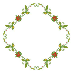 Vector illustration design artwork green leaf red flower frames hand drawn
