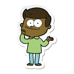 sticker of a cartoon happy man