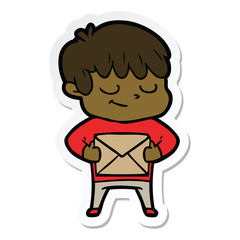 sticker of a cartoon happy boy