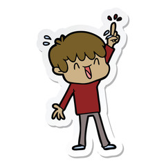 sticker of a cartoon laughing boy