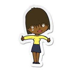 sticker of a cartoon curious woman