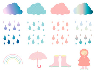 colorful rainy day set