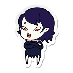 sticker of a cute cartoon vampire girl