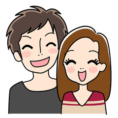 笑顔の若い男女のカップルのイラスト