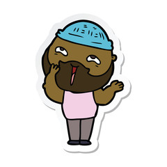 sticker of a cartoon happy bearded man