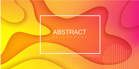 Orange spectrum background with frame and abstract wavy pattern.