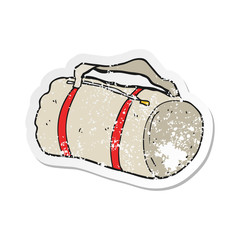 retro distressed sticker of a cartoon sports bag