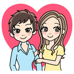 レズビアンカップルのイラスト