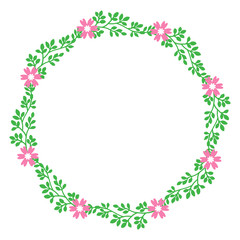 Vector illustration crowd green leaf flower frames isolated on a white backdrop hand drawn