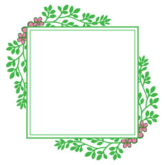 Vector illustration crowd green leaf flower frames isolated on a white backdrop hand drawn