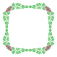 Vector illustration crowd green leaf flower frames isolated on a white backdrop hand drawn