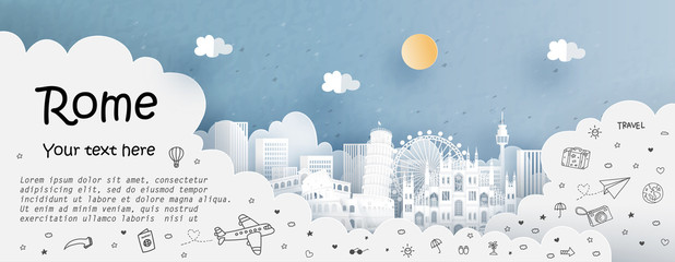 Tour and travel advertising template with travel to Tokyo, Japan with famous landmarks in paper cut style vector illustration