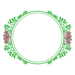 Vector illustration crowd green leaf flower frames isolated on a white backdrop hand drawn